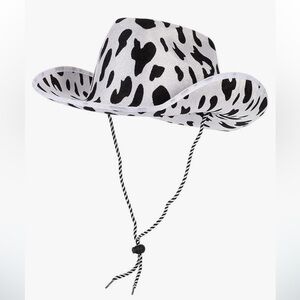 Cow Print Cowboy Hat White and Black Felt Hat